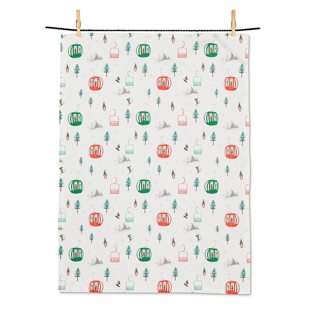 Abbott Ski Gondolas Tea Towel - Skiis & Biikes
