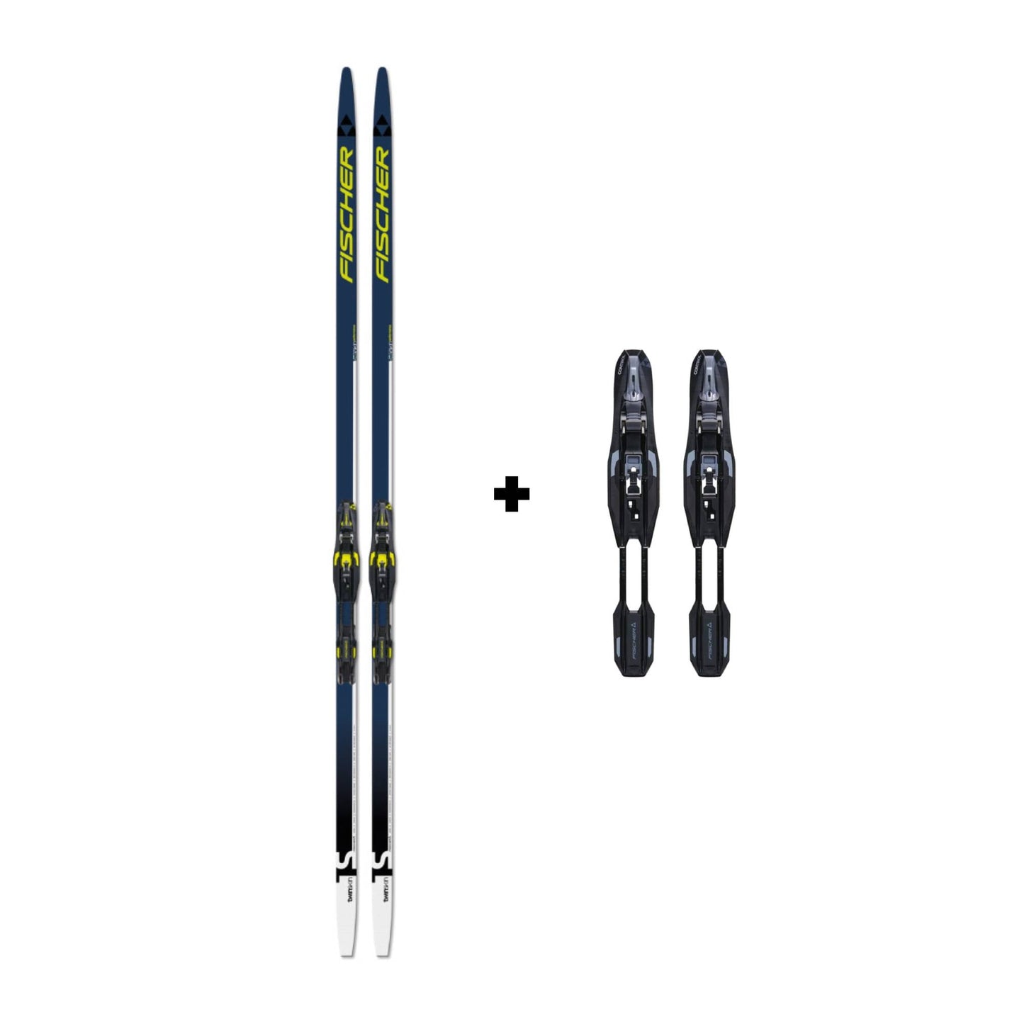 Fischer Twin Skin Performance Medium IFP Nordic Skis and Control Step In IFP Nordic Bindings - Skiis & Biikes