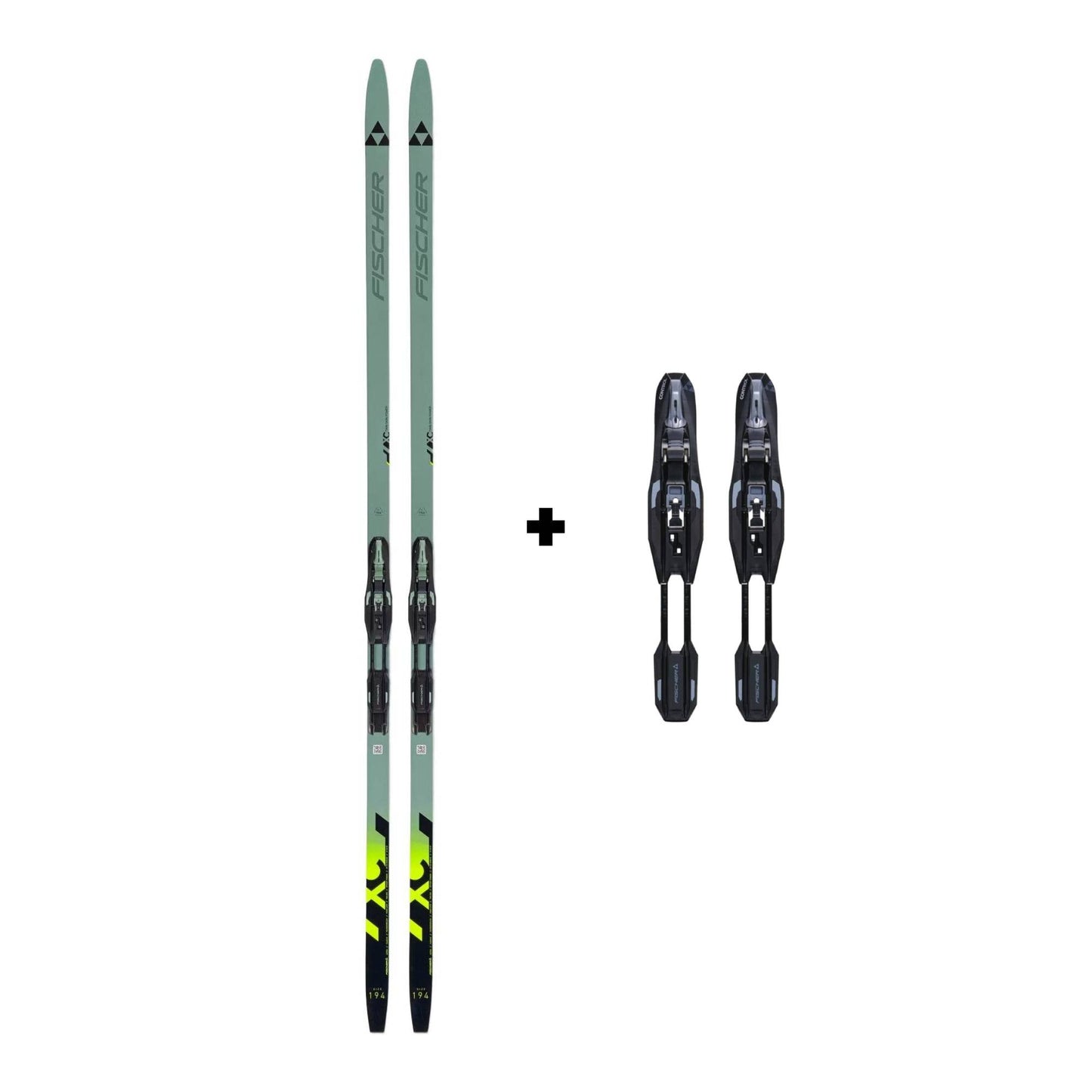 Fischer Twin Skin Power Medium EF IFP Nordic Skis and Control Step In IFP Nordic Binding - Skiis & Biikes