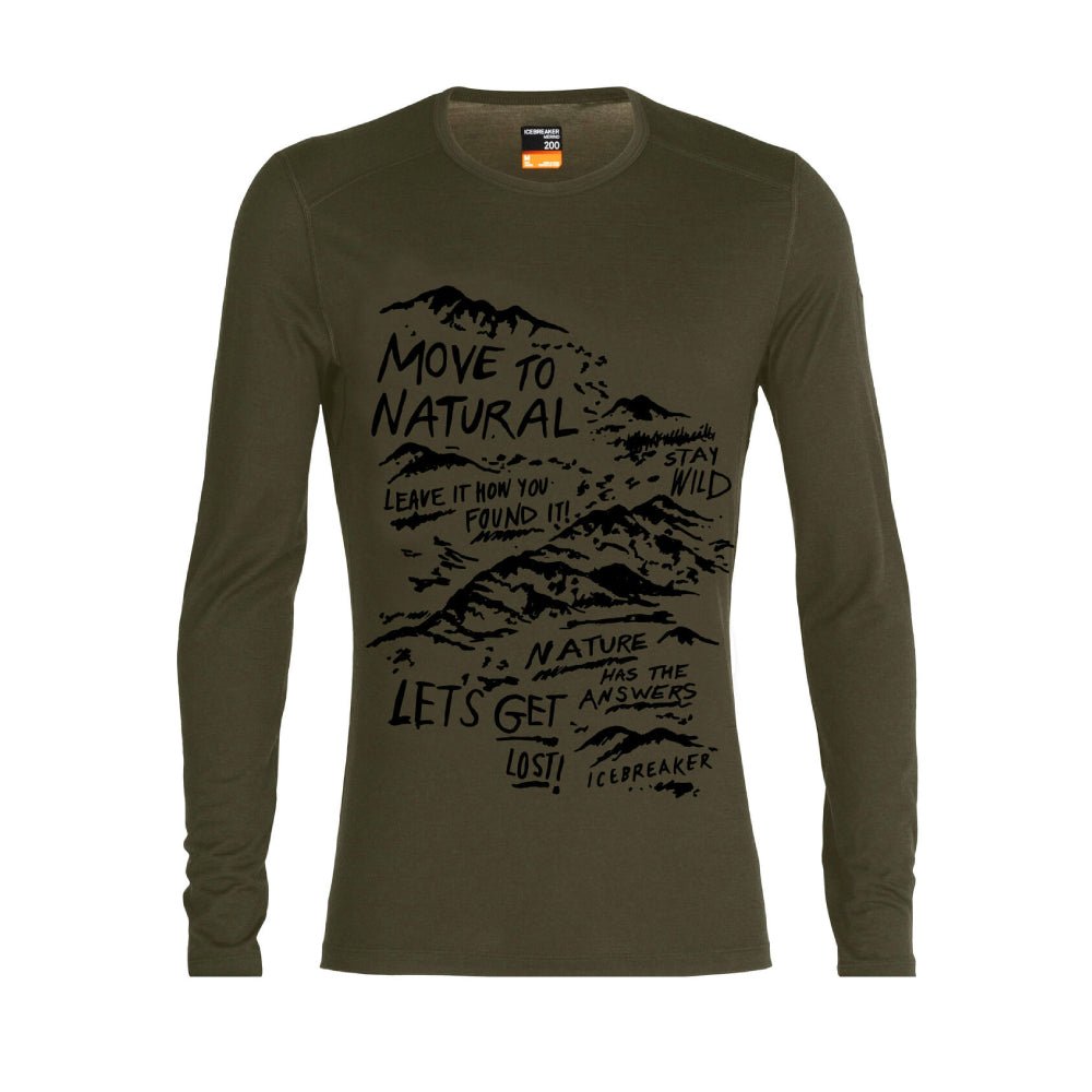 Icebreaker 200 Oasis Travel Diaries Mens LS Crewe - Skiis & Biikes