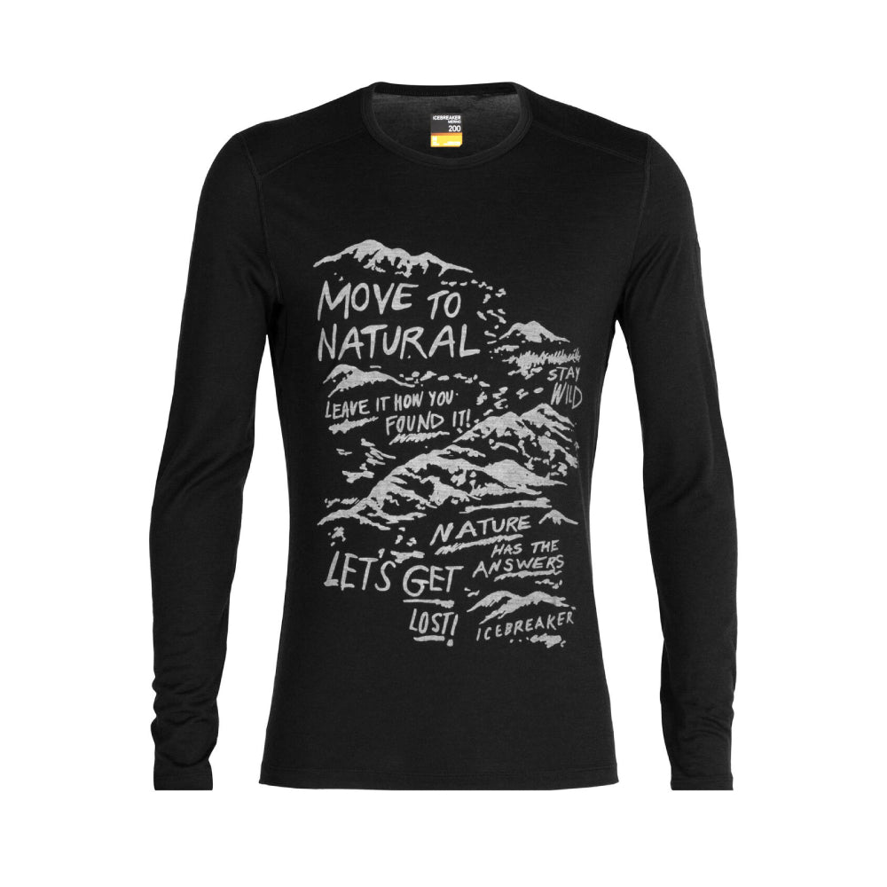 Icebreaker 200 Oasis Travel Diaries Mens LS Crewe - Skiis & Biikes