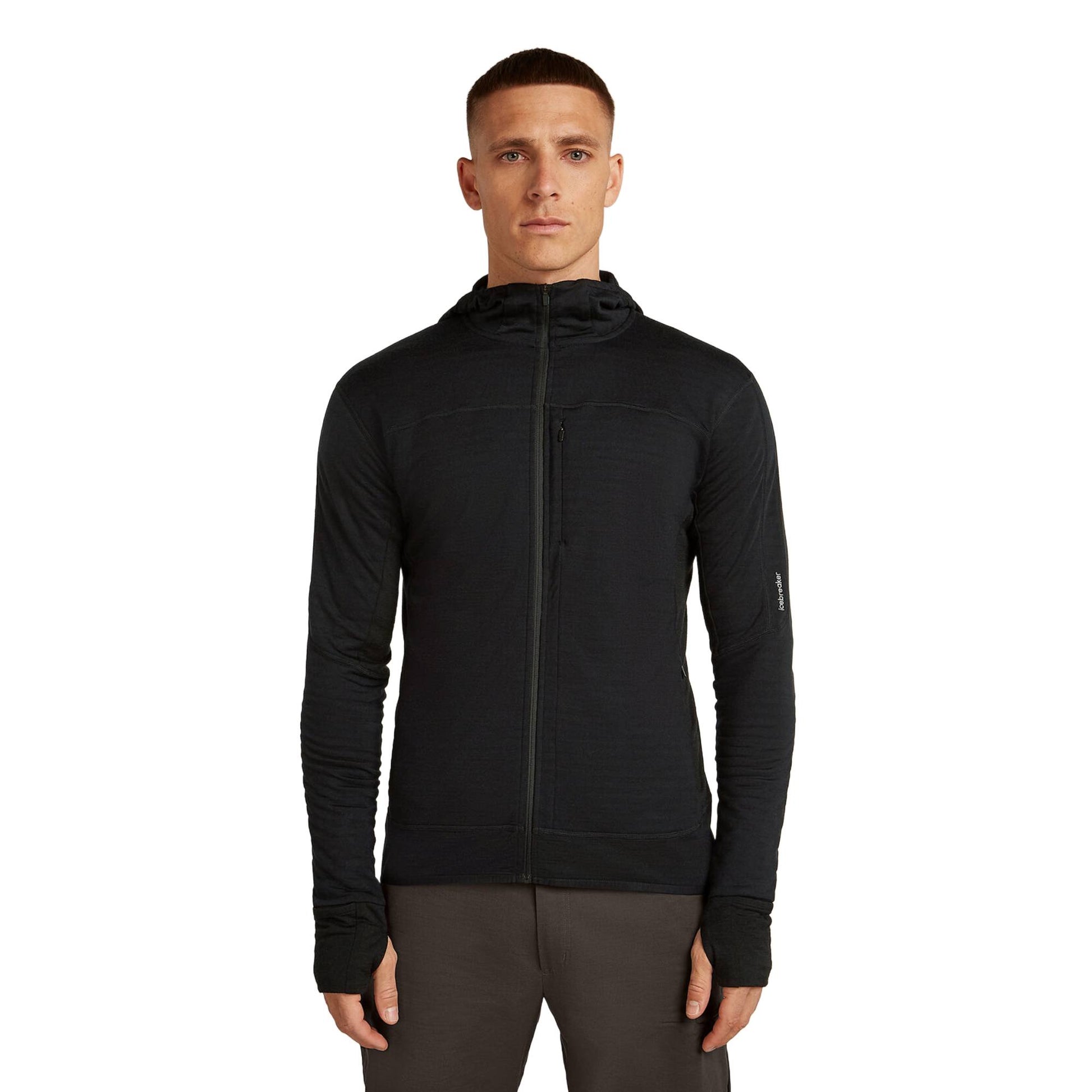 Icebreaker 300 RealFleece Descender Mens LS Zip Hoodie - Skiis & Biikes