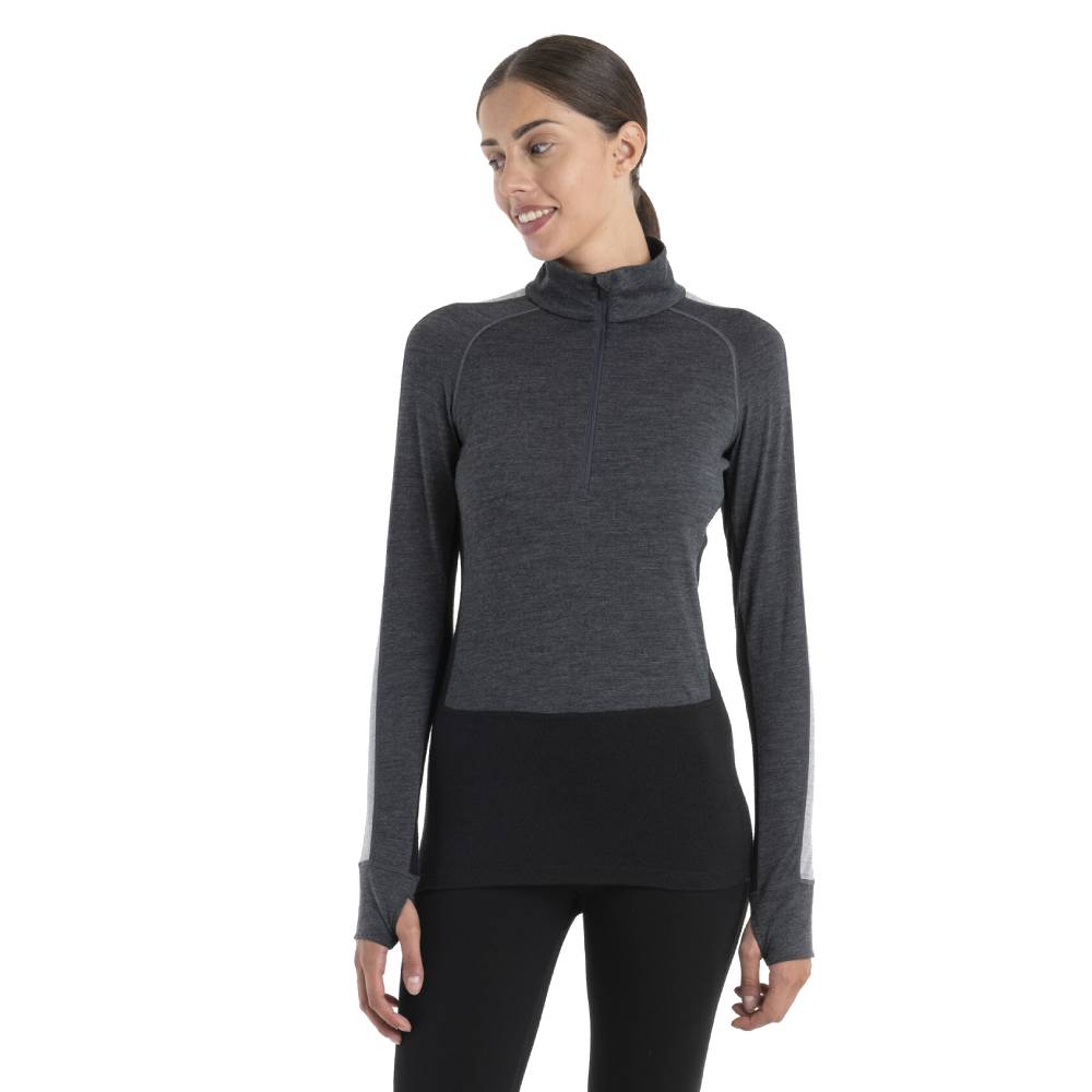 Icebreaker Merino 200 ZoneKnit Womens LS Half Zip - Skiis & Biikes