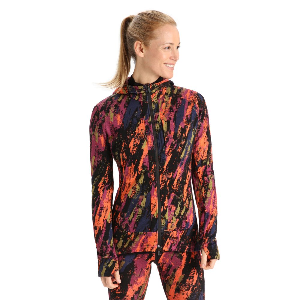 Icebreaker Quantum III Sedimentary Womens LS Zip Hoodie - Skiis & Biikes