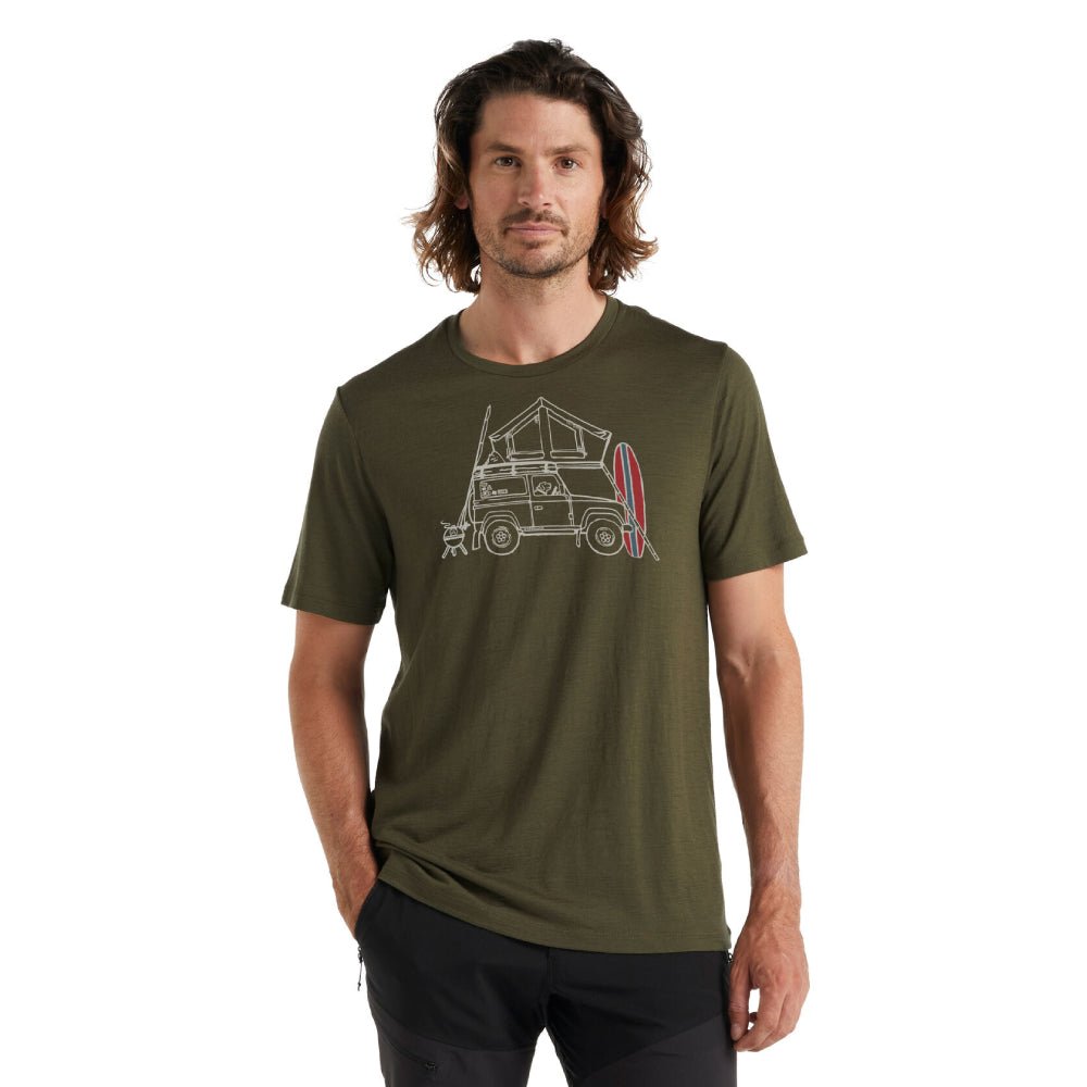 Icebreaker Tech Lite II Surfspot Camper Mens SS Tee - Skiis & Biikes