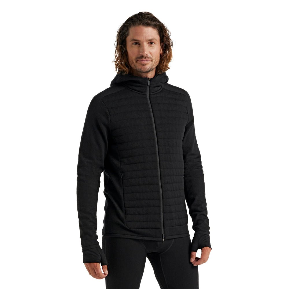 Icebreaker ZoneKnit Mens LS Zip Hoodie - Skiis & Biikes