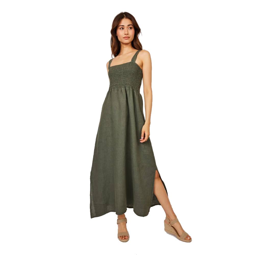 Pistache Womens Bunched Top Linen Dress 2023 - Skiis & Biikes