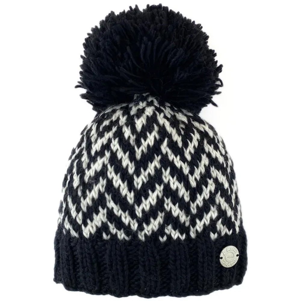 Pleau Womens Hat with Jewels and Fur Pom - Skiis & Biikes