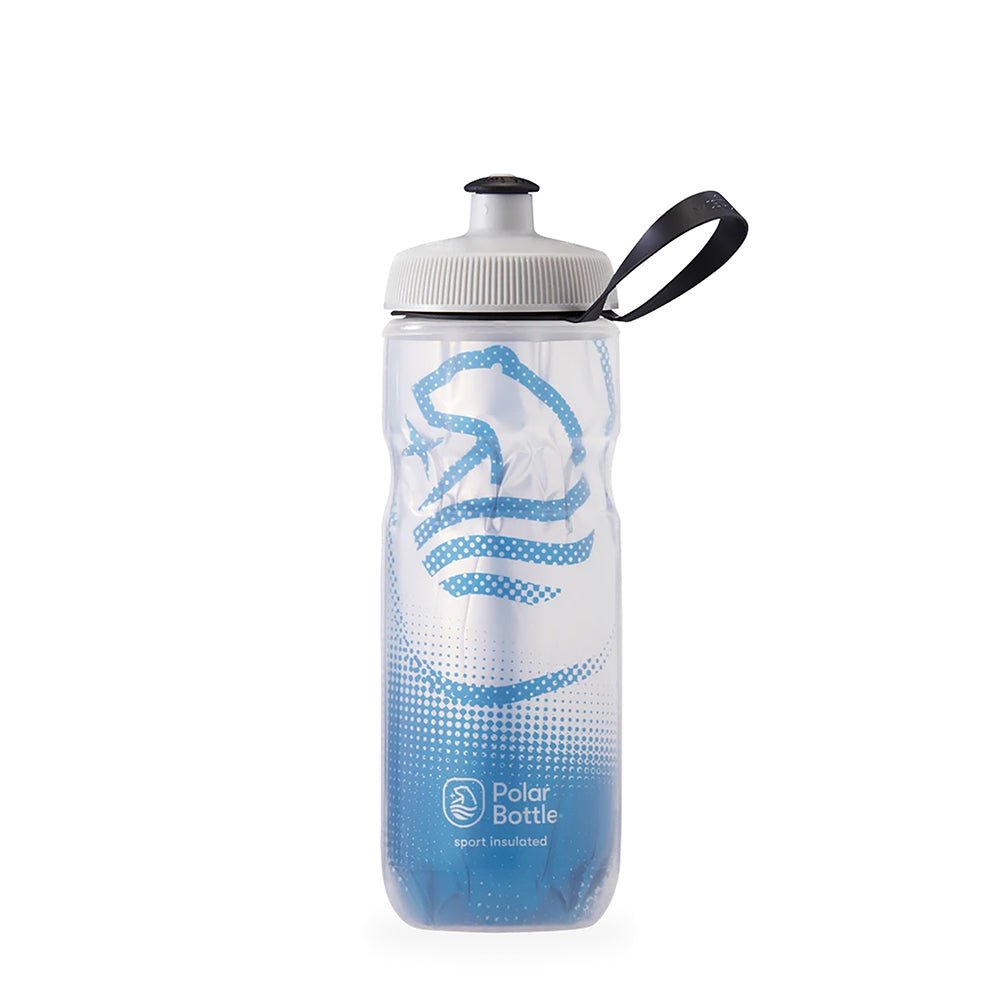 Polar Bottle, Sport Insulated 20oz, Water Bottle, 591ml / 20oz, White/Cobalt - Skiis & Biikes