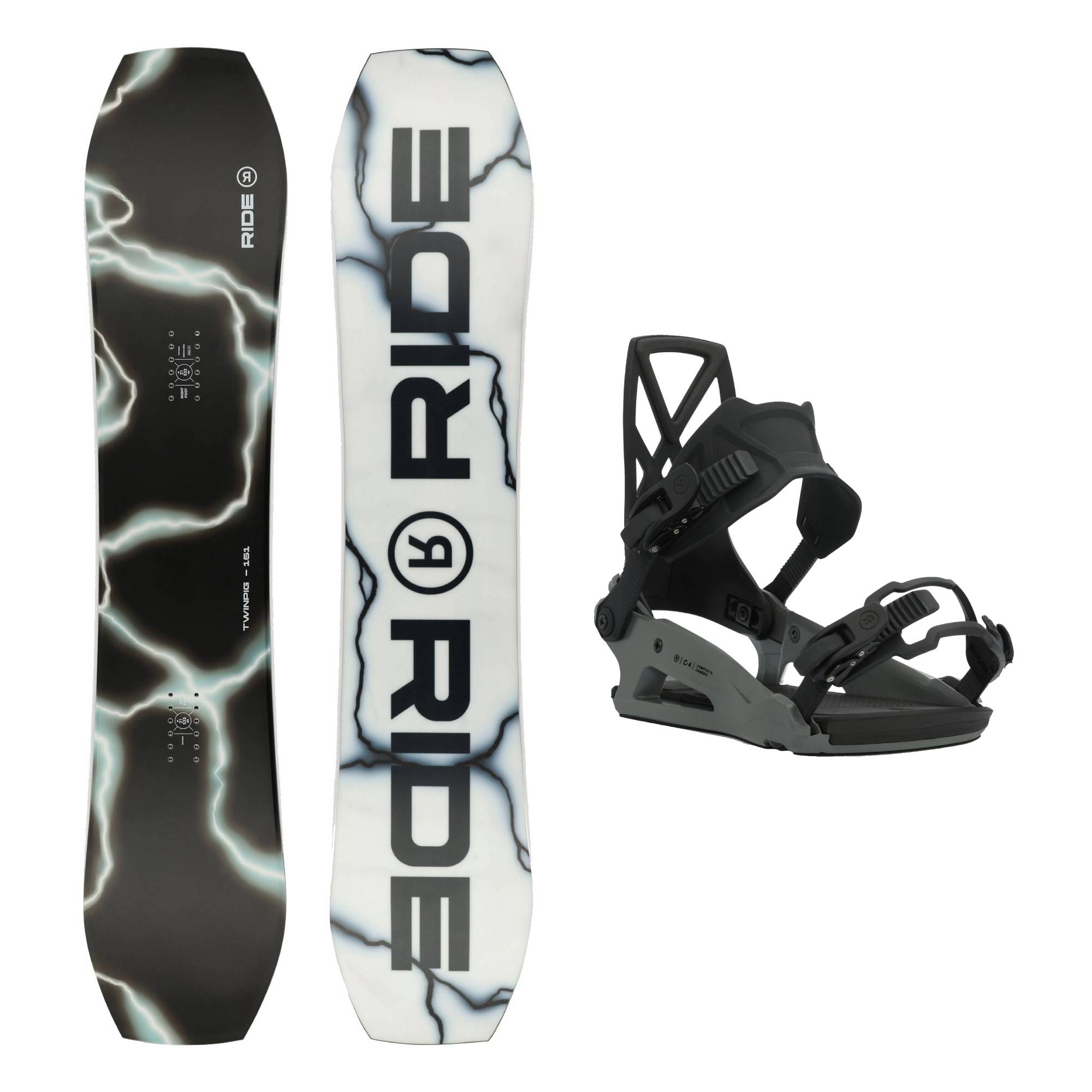 Ride Twinpig Snowboard and Ride C-4 Bindings 2025 – Skiis & Biikes Ride Twinpig Snowboard and Ride C-4 Bindings 2025 – Skiis & Biikes