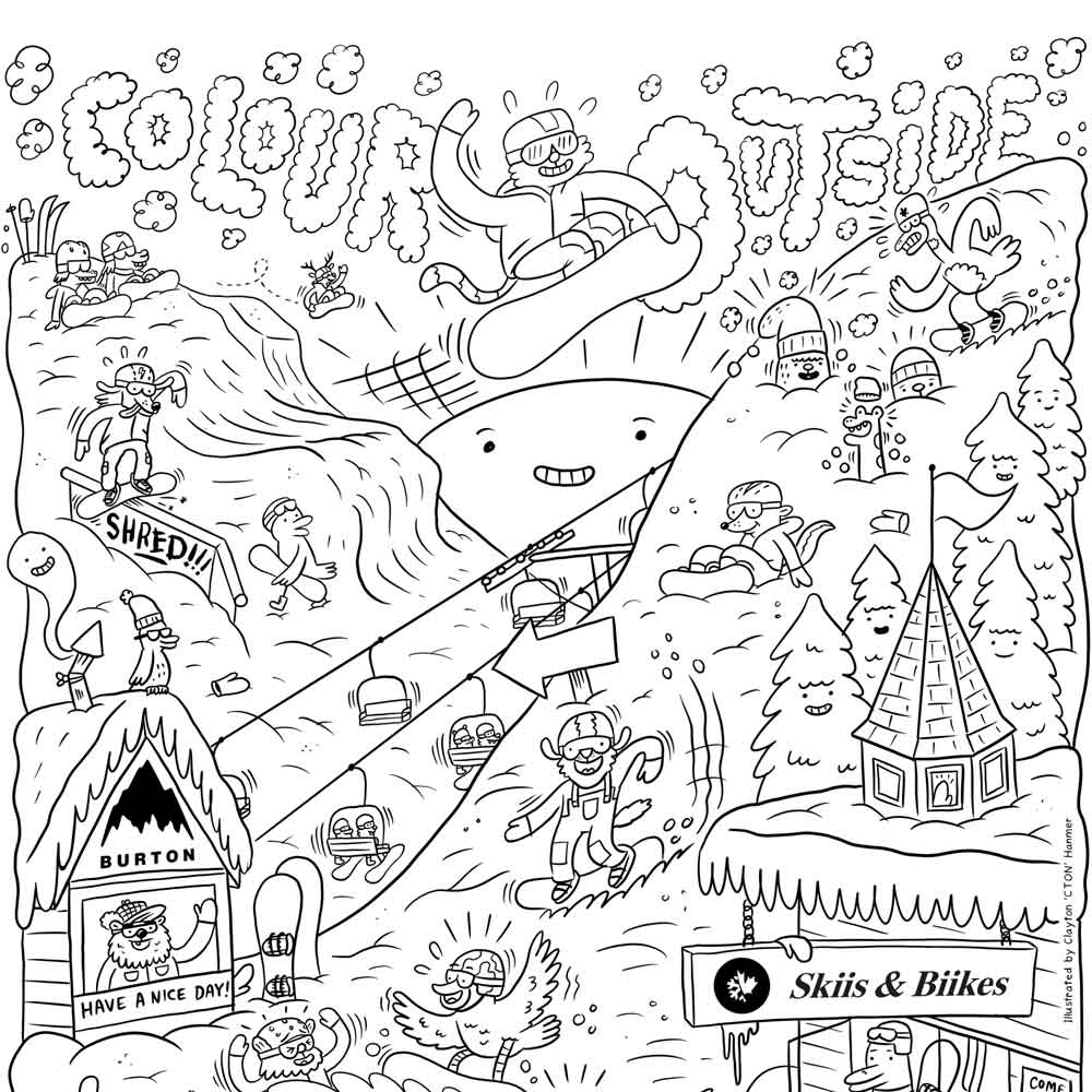 Colouring Activity! - Skiis & Biikes