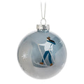 Abbott Cross Country Skier Ball Ornament Glass Grey Blue