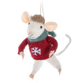 Abbott Mouse in Sweater Ornament Ivory Red
