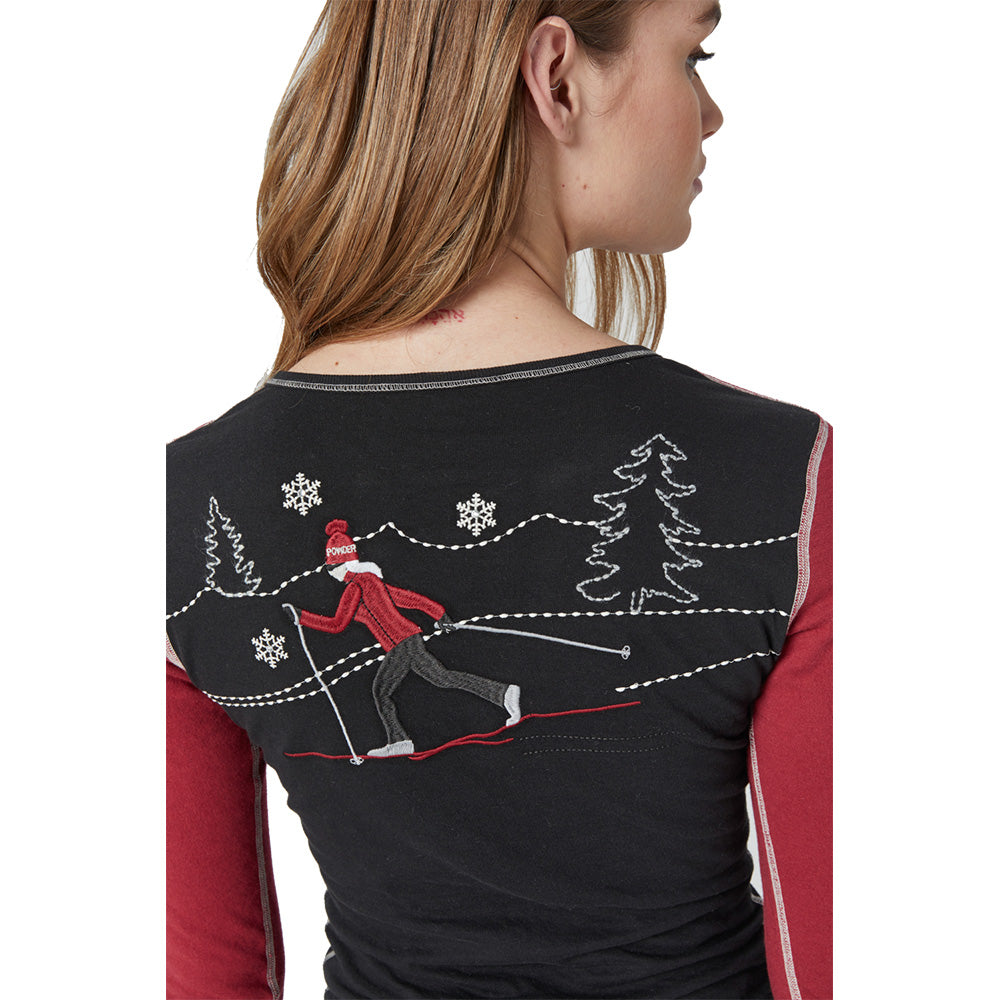 Alp N Rock Cross Country Womens Henley 2024 Black Back Embroidery Detail