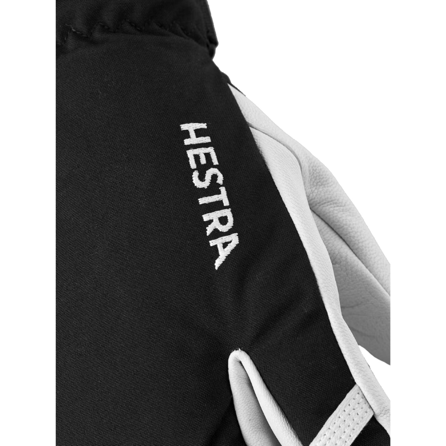 Hestra Army Leather Heli Ski 3-Finger Glove Logo Written Detail 