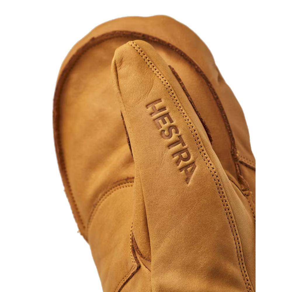 Hestra Leather Fall Line Mitts Cork Thumb Written Logo Detail 