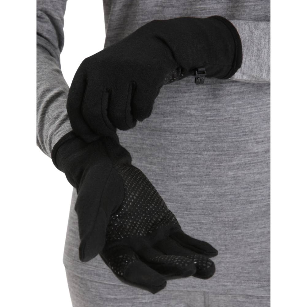 Icebreaker Quantum Adult Gloves Black Grip Palm Detail 
