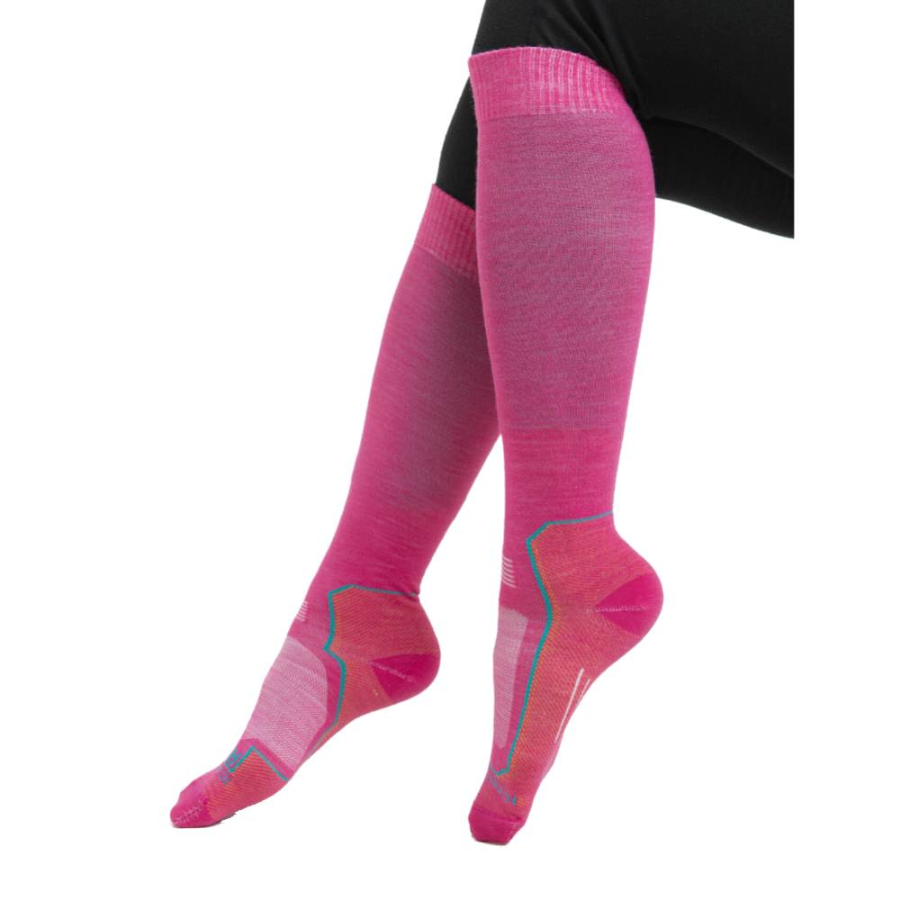 Icebreaker Ski+ Ultralight OTC Womens Sock Tempo Flex Green Side Detail