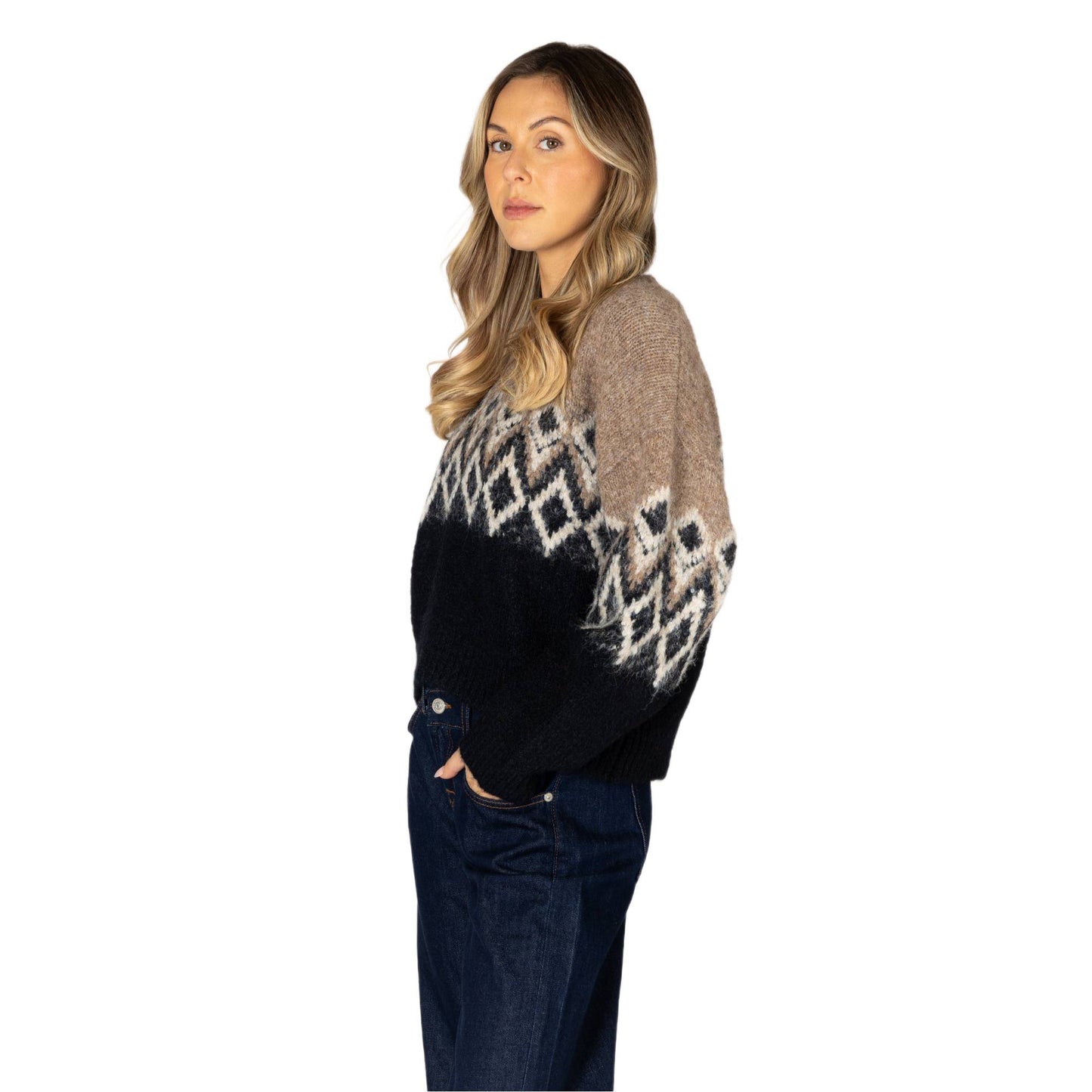 Lyla + Luxe Aria Womens Fair Isle Crew Sweater 2027