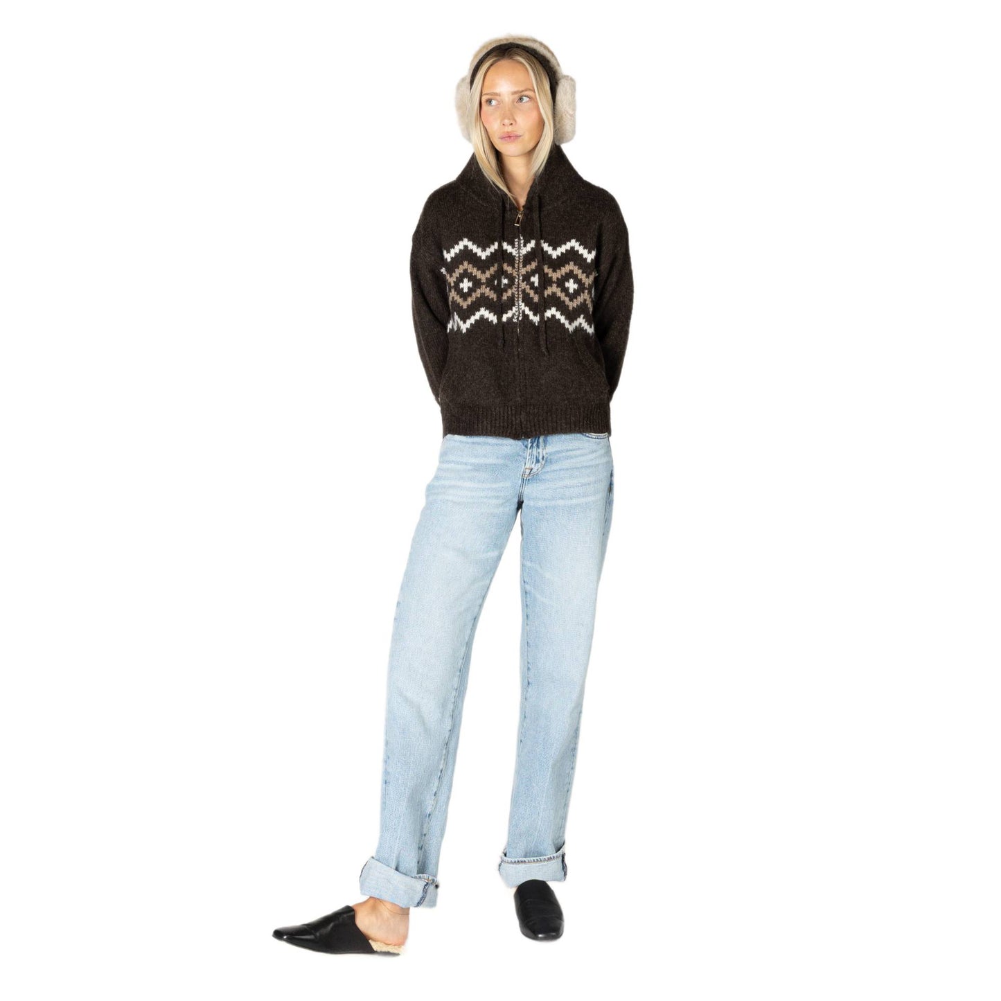 Lyla + Luxe Ranch Womens Fair Isle Zip Hoodie 2027