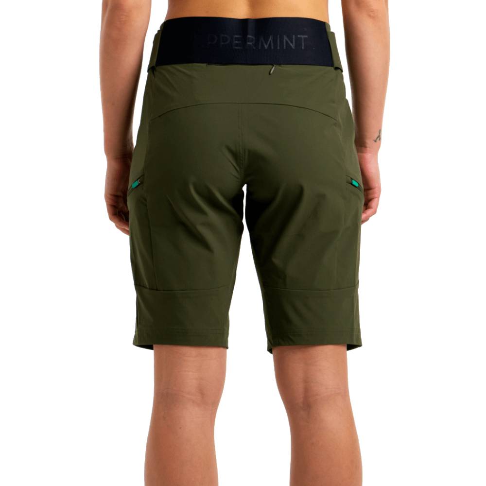  Peppermint MTB Tech Womens Shorts Spruce Back Stretch Panel Detail