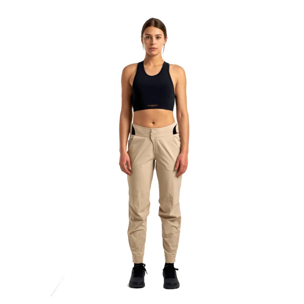 Peppermint MTB Womens Pants Dune On Model Full Length Detail