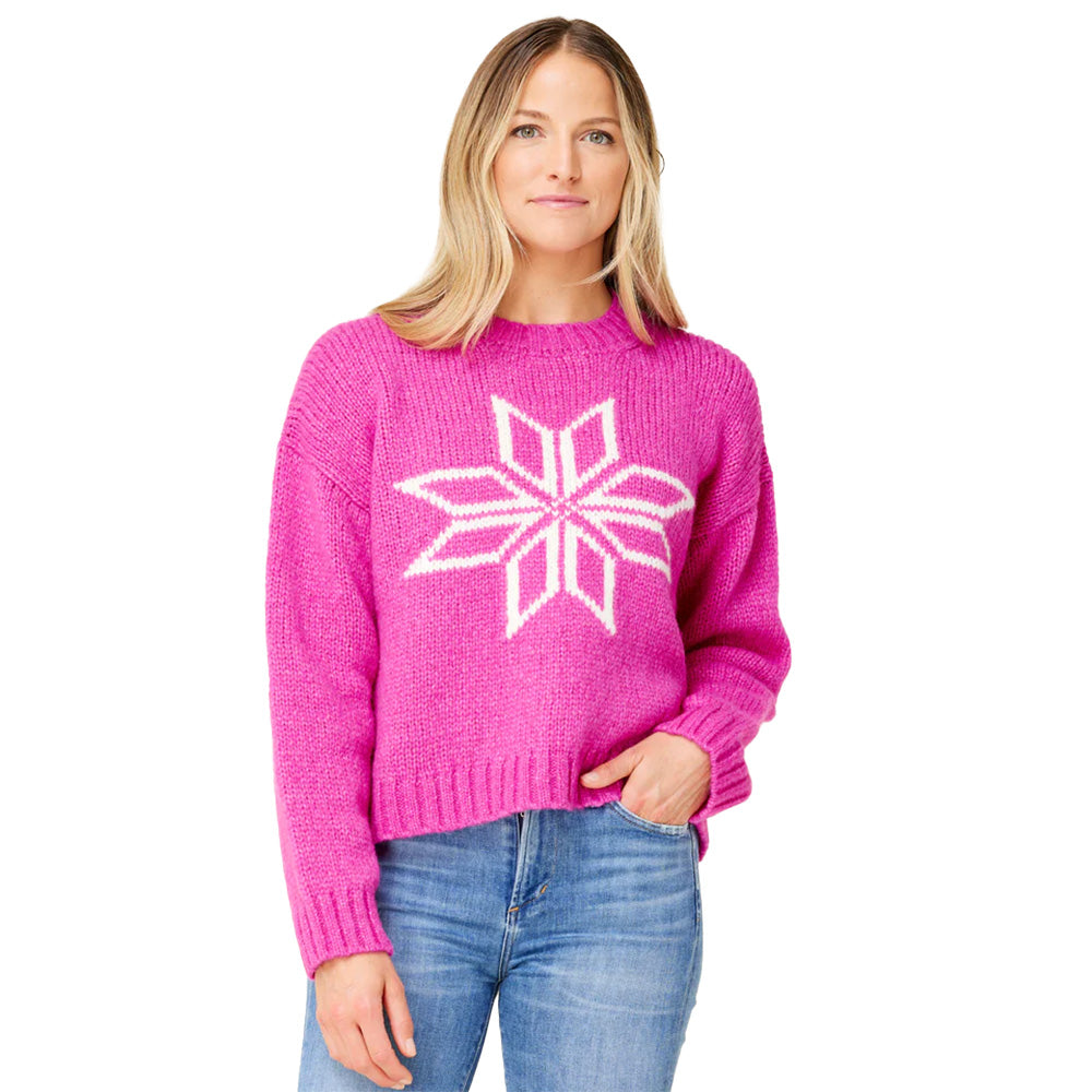 Krimson Klover Snowflake Womens Pullover Sweater 2024 Pink