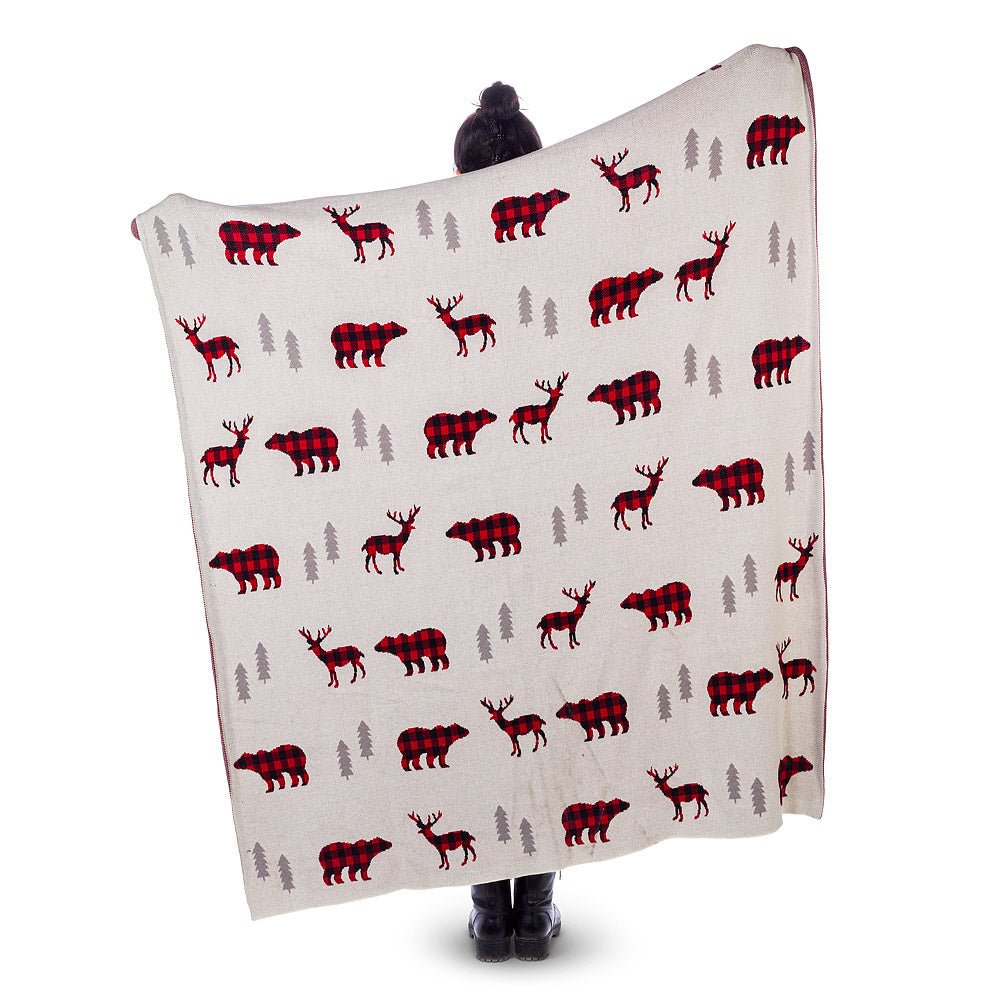 Abbott Check Deer & Bear Throw - Skiis & Biikes