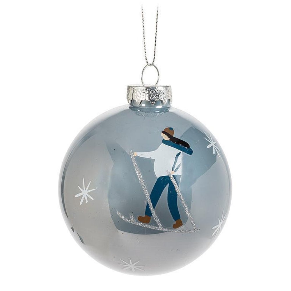 Abbott Cross Country Skier Ball Ornament - Skiis & Biikes