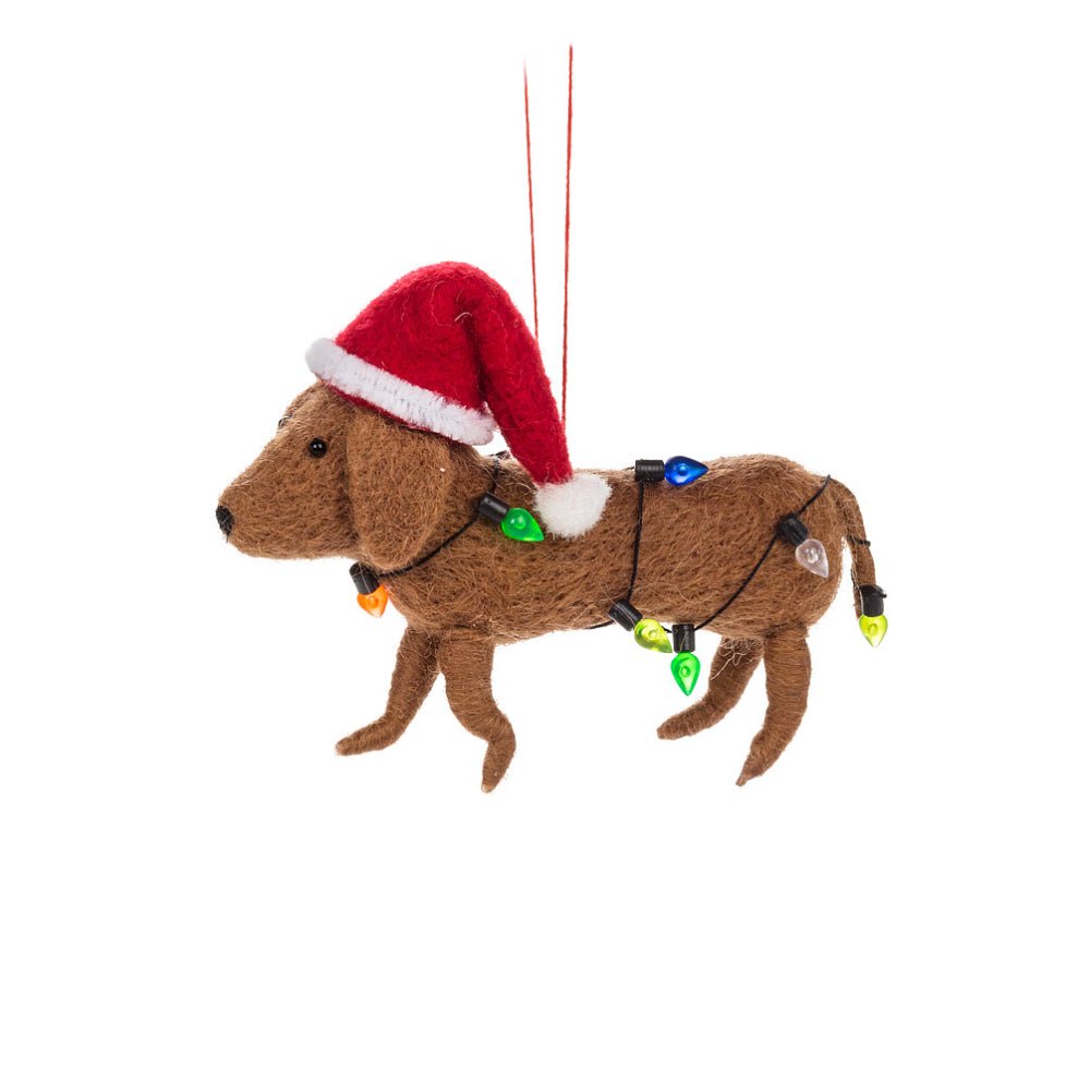 Abbott Dachsund with Lights Ornament - Skiis & Biikes