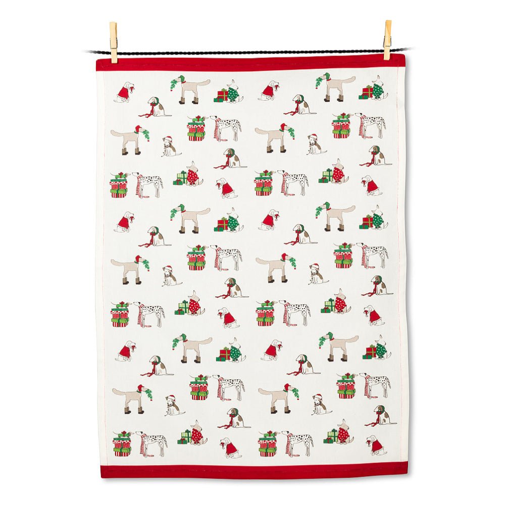 Abbott Holiday Dogs Tea Towel - Skiis & Biikes