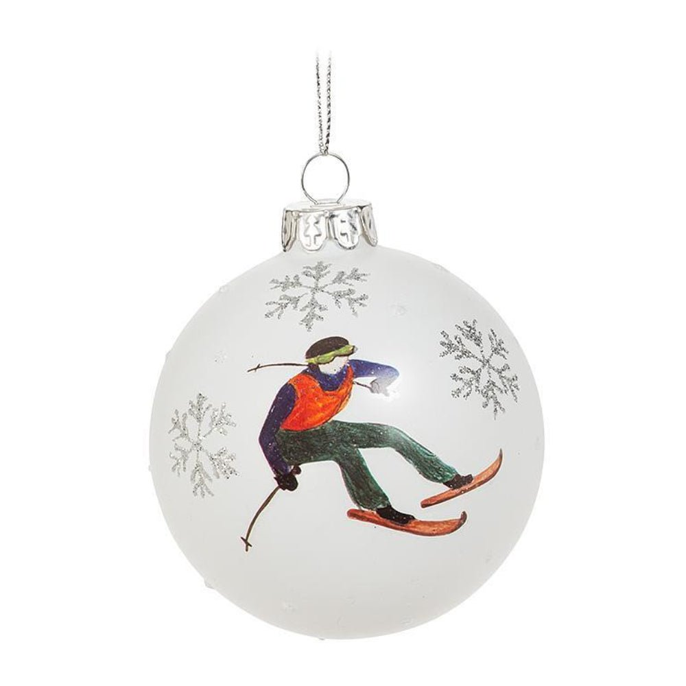 Abbott Racing Skier Ball Ornament - Skiis & Biikes