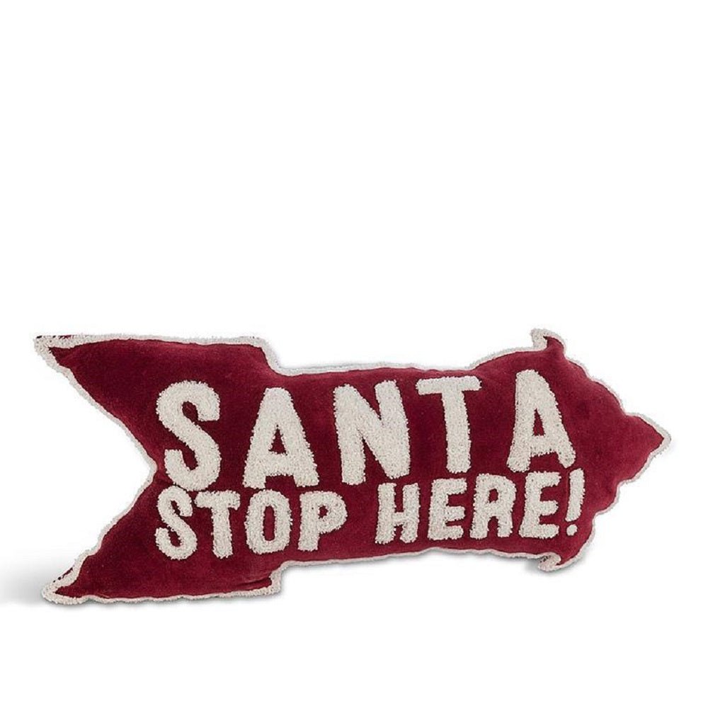 Abbott Santa Stop Here Arrow Pillow - Skiis & Biikes