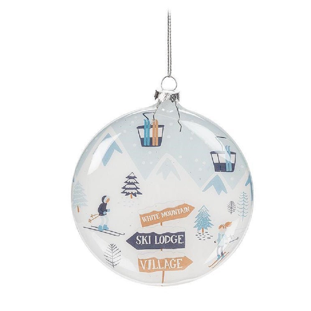 Abbott Ski Hill Scene Disc Ornament - Skiis & Biikes