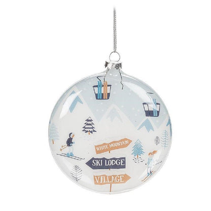 Abbott Ski Hill Scene Disc Ornament - Skiis & Biikes