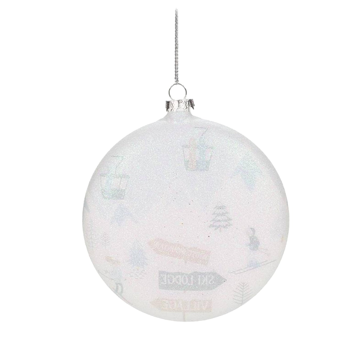 Abbott Ski Hill Scene Disc Ornament - Skiis & Biikes