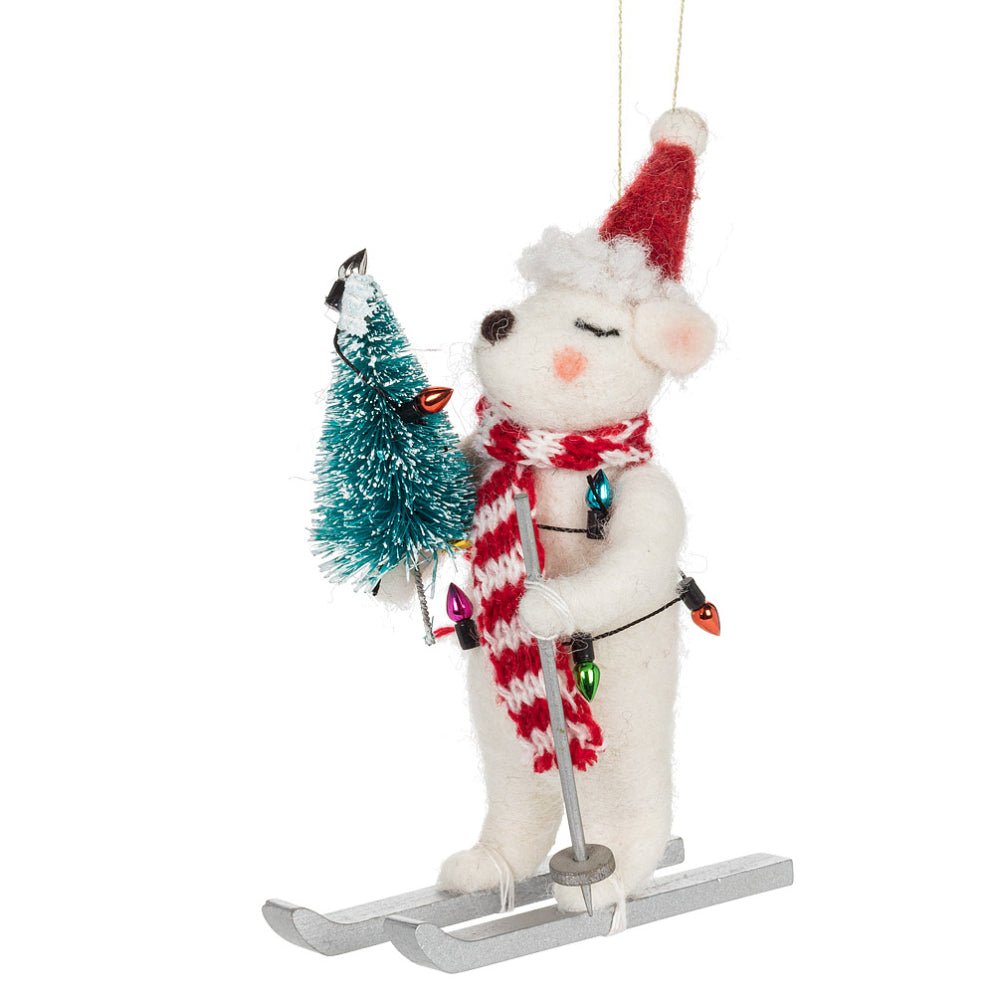 Abbott Skiing Polar Bear w/Lights Ornament - Skiis & Biikes