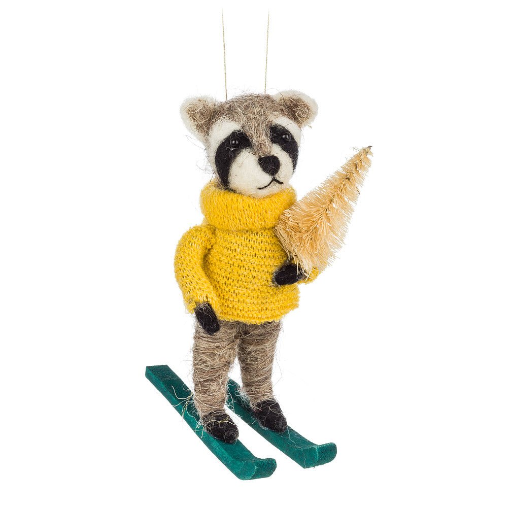 Abbott Skiing Raccoon Ornament - Skiis & Biikes