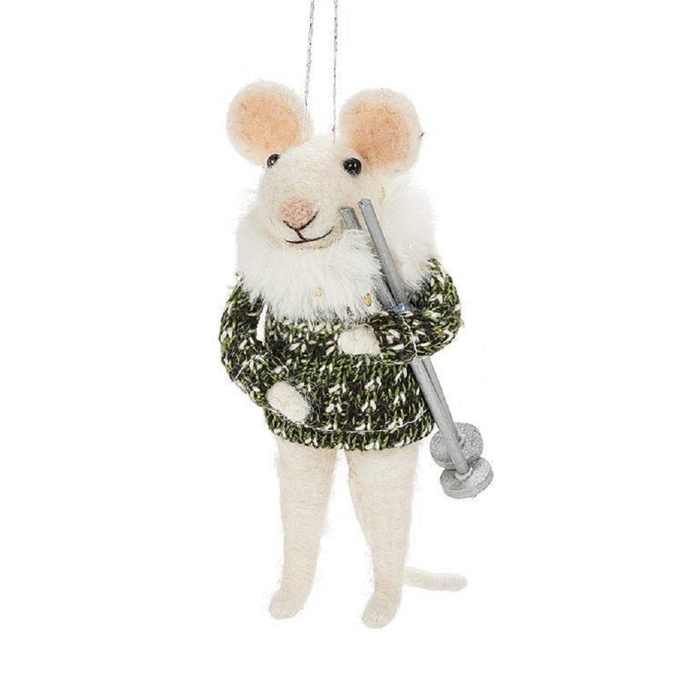 Abbott Winter Mouse Ornament - Skiis & Biikes