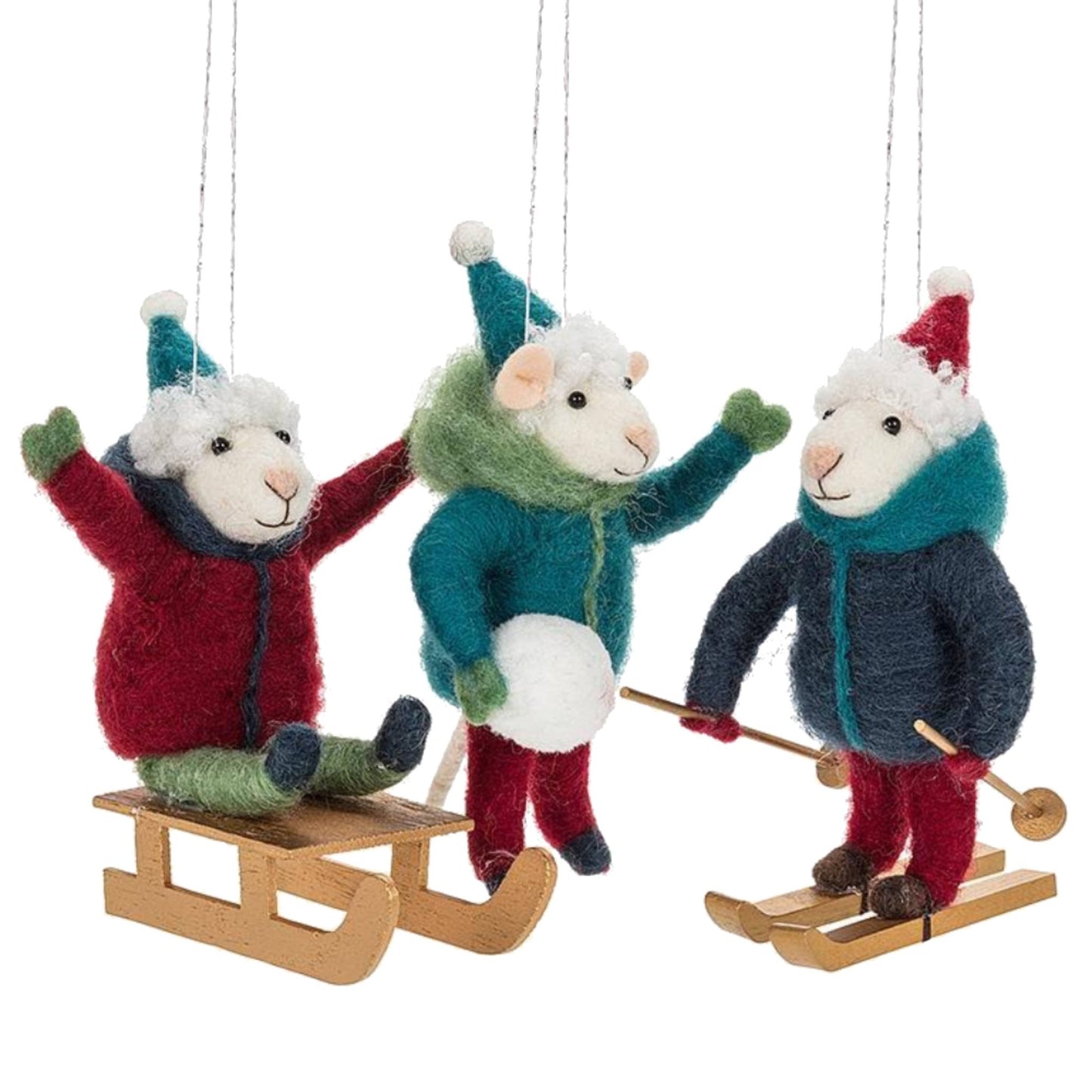 Abbott Winter Sport Mouse Ornament - Skiis & Biikes