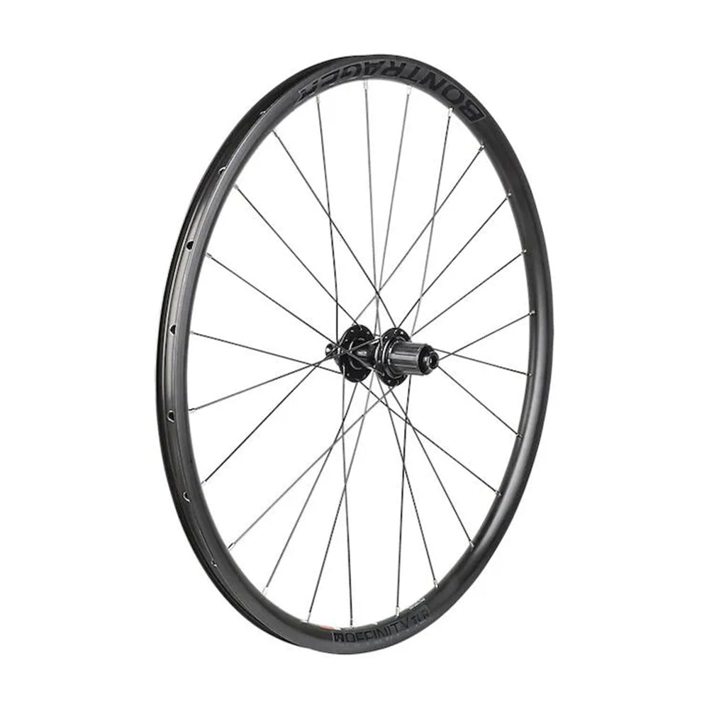 Bontrager Affinity TLR Centerlock Disc 24H 700c Road Wheel, Black/Dark Grey Rear, Shimano/SRAM Road 9/10/11 - speed - Skiis & Biikes