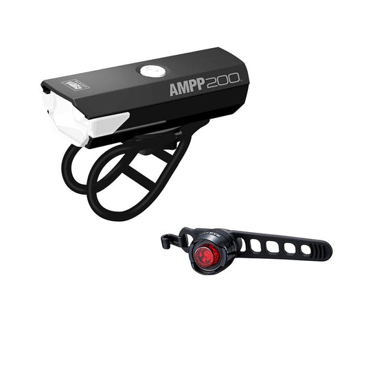 CatEye AMPP 200 & ORB Rechargeable Light Set Black - Skiis & Biikes