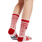 Dale of Norway History Adult Crew Sock Raspberry White On Model Detail 
