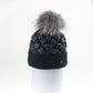 Harricana Puffer Womens Beanie with Fur Pom - Skiis & Biikes