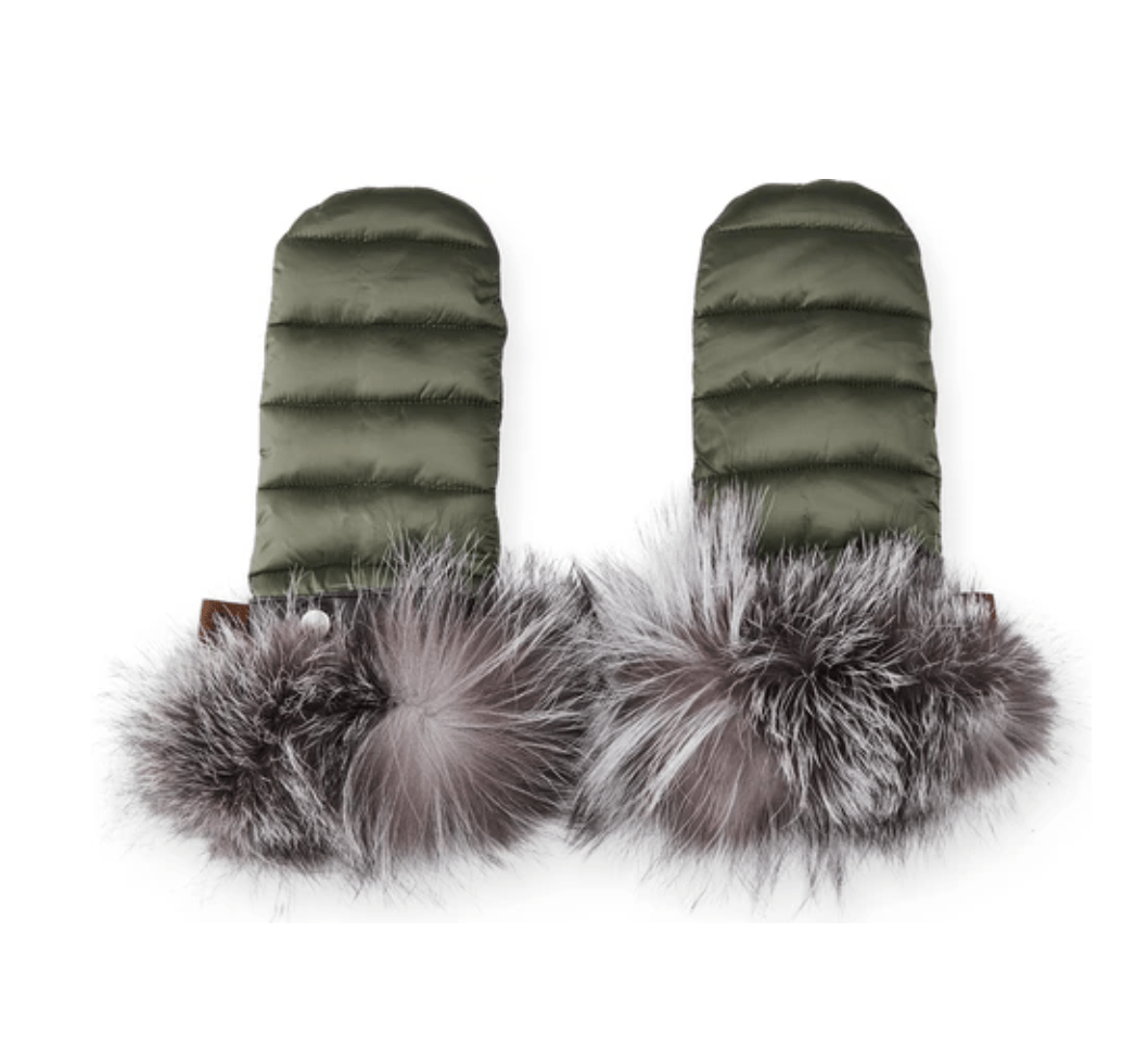 Harricana Puffer Womens Mitts with Fur Trim - Skiis & Biikes