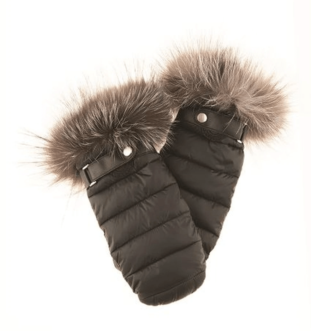 Harricana Puffer Womens Mitts with Fur Trim - Skiis & Biikes