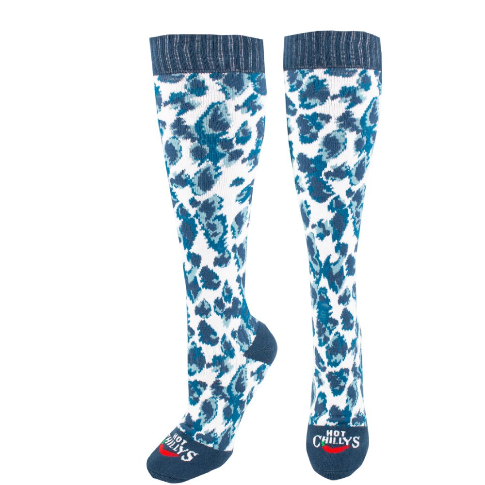 Hot Chilly's Blue Painted Animal Womens Sock - Skiis & Biikes