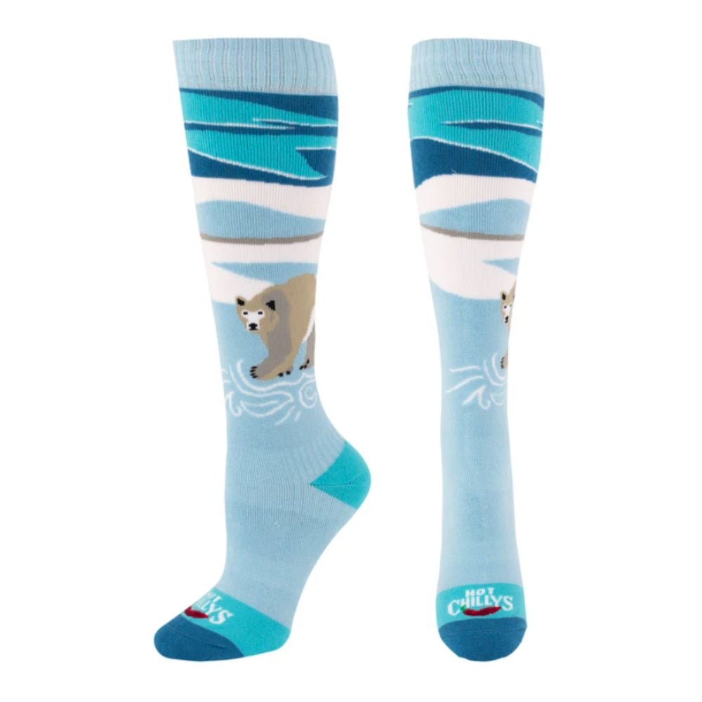 Hot Chilly's Blue Skies Mid Vol Womens Sock - Skiis & Biikes