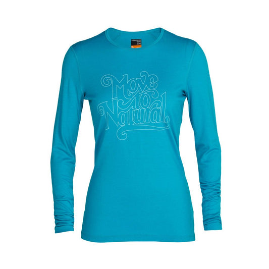 Icebreaker 200 Oasis Move to Natural Womens LS Crewe - Skiis & Biikes