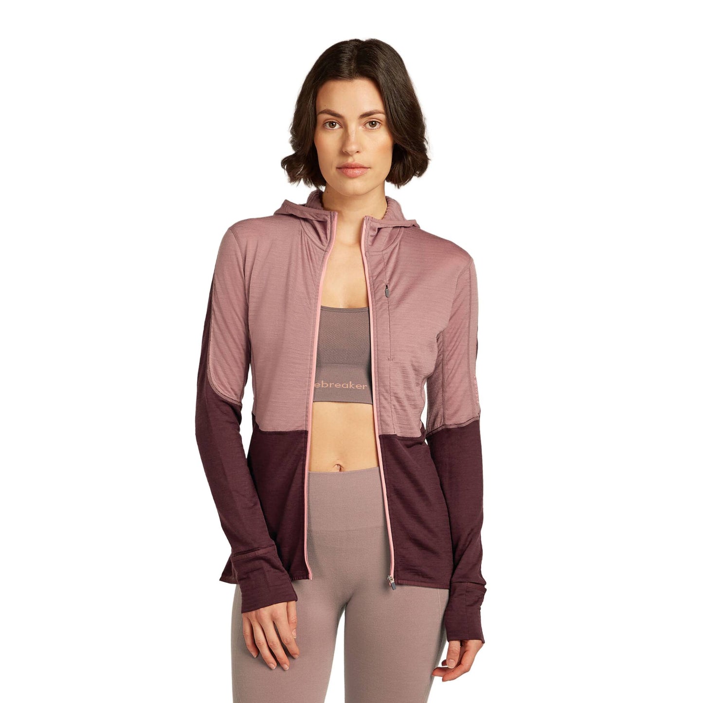 Icebreaker 200 RealFleece Descender Womens LS Zip Hoodie - Skiis & Biikes